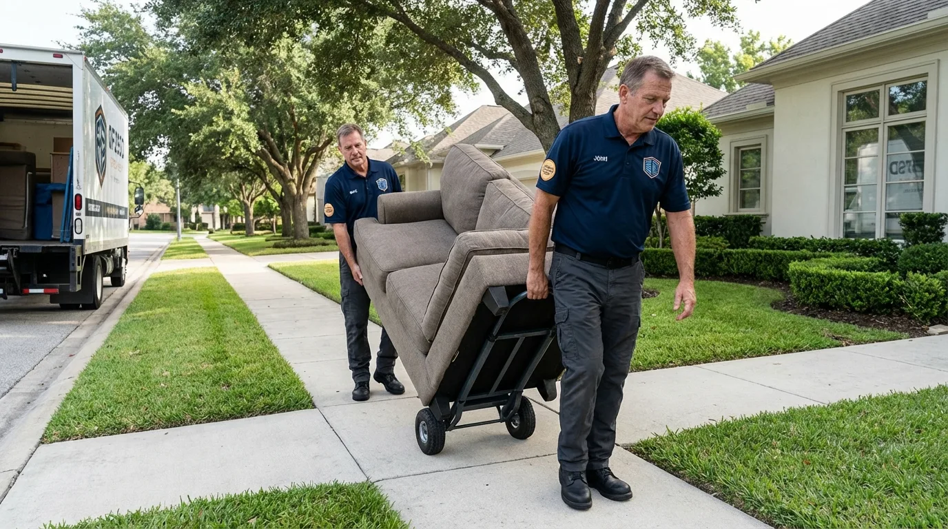 Local residential moving crew loading furniture in Turlock, CA
